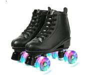 Patines para mujer y hombre, de caña alta, de piel sintética, clásicos, de doble fila, para interior y exterior, para adultos.