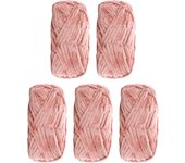 Paquete de 5 Hilos de terciopelo de chenilla Súper suave, Para tejido lana a Algodón Gruesa y Cálida para tejido a mano, hacer Muñecas-bolsos y suetras, 500g, Rosa