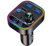 Transmisor de coche Bluetooth FM - Cargador dual USB 5V/2.4A, MP3 radio inalámbrica, Manos libres, compatible con todos los autos