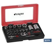 Set mini carraca, vasos y puntas 1/4 23 pcs.
