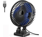 Ventilador USB para escritorio, ventilador pequeño para tableta, ventilador de escritorio con fuerte rotación de la cabeza, mini ventilador personal para la mesa de la oficina del escritorio del hogar, negro y azul