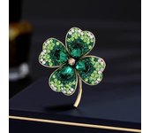 Fashion Rhinestone Clover Brooches Women Clothing Coat Jewelry Party Accessories