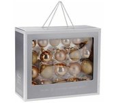 Koopman Estuche 42 Bolas Navidad Oro - Adornos Navideños - Vidrio Resistente Al Calor - Diámetro 5 Cm 5.5 Cm 6.5 Cm