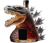 Botella de whisky de 330 ml - Estatua artística, botella de whisky de dinosaurio monstruo, nueva estatua de dinosaurio andante (2025), botella de whisky de vidrio, regalo navideño, decoración original para el hogar y el bar (B)