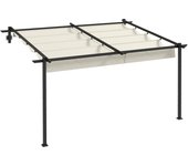 Outsunny Pérgola de Pared Cenador de Jardín con Techo Retráctil de Poliéster y Marco de Acero para Celebraciones Fiestas Bodas Crema y Gris Oscuro