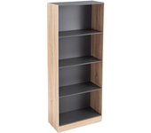 ARISE SHOP-Mueble Estantería Librería de 3 estantes de Madera MDF Gris y Natural contemporánea, de 60x29x147 cm