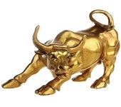 Estatua de toro de latón de la fortuna de Feng Shui, escultura para decoración del hogar, toro de cobre dorado que representa el bien de la carrera