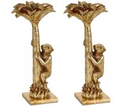 Juego de 2 candelabro mono 32cm dorado palm  Material: Resina Medidas (Ancho*Alto*Fondo): 14.5*31.5*14Presume de casa