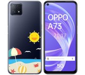Tumundosmartphone Funda Gel Transparente para Oppo A73 5G diseño Playa Dibujos