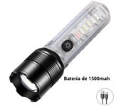 New Solar LED Flashlight Telescopic Zoom Strong Light Type-C Flashlight Multi-light  Source Outdoor Portable Emergency Lighting