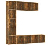 vidaXL Mueble de TV y librería 3 piezas 180x30x180 cm Blanco, Negro, Roble Sonoma Mueble Almacenaje Estantería para Oficina, Estudio, Dormitorio Estantería/Librería/ mueble de Almacenamiento