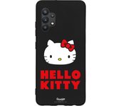 Funda original compatible con Samsung Galaxy A32 4G Negro con un diseño de Hello Kitty Logo