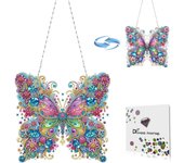 Adorno colgante DIY con pintura de diamantes para adultos con accesorios, diseño de doble cara, colgante de punto de una cara para decoración de pared, ventana y jardín (Corazón del Día de la Madre)