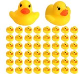 Patitos de goma para baño, 50 unidades, amarillos, que chirrían y flotan. Ideales para bañera, piscina infantil, decoración de coche y tartas.