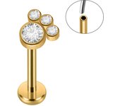 1PC CZ Crystal Cluster Paved Labret Lip Stud 18K Golden Plated Surgical Steel Cartilage Ear nose Ring  Threadless Lobe Helix Ear