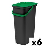Cubo de Basura para Reciclaje Tontarelli Moda Negro Verde 24 L (6 Unidades)