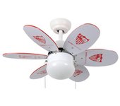 Bastilipo - Sevilla FC - Ventilador de techo con palas reversibles BLANCAS Y ROJAS. Oficial del Sevilla Fútbol Club