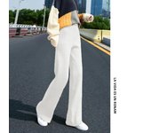 Knitted wide leg pants women in autumn winter new high waisted thickened loose fitting straight leg pants versatile casual pants