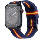 Correa de Nylon para Apple Watch 49mm 46mm 45mm 44mm 42mm 41mm 40mm 38mm iWatch Series 10 9 8 7 6 5 4 3 2 1 SE Ultra 2 Colores Bandera de España Azul Otan para Reloj Apple