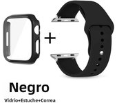 Glass+Case+Strap for Apple Watch Band 42mm 44mm 41mm 40mm 38mm 45mm 49mm Screen Protectors for Apple IWatch Series 8 7 6 SE 5 4
