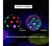 20 Pieces of Uv Fluorescent Balloons Neon Party Night Glow Party Balloons Bride Wedding, Birthday Party Decoration, Black Five-Pointed Star, Candy-Colored Polka Dot Balloons, Suitable for Christmas, Anniversary, Disco Party, All Party Decorations