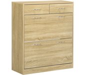 HOMCOM Armario de Zapatos Mueble Zapatero Estrecho con 2 Cajones Abatibles y 2 Cajones Extraíbles para 12 Pares de Zapatos para Salón Entrada Pasillo 80x30x91,5 cm