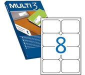 Multi3 pack de 800 etiquetas blancas cantos romos tamaño 99.1x67.7mm con adhesivo permanente para multiples usos