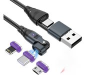 240W PD3.1 Magnetic Fast Charging Cable USB to Type C Micro Data Cord for Macbook iPad iPhone 16 15 Pro Max Xiaomi 14 Oneplus