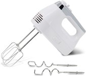 Briebe HM1174WHT Batidora de Varillas Eléctrica 400W Amasadora de Mano Especial Repostería 5 Velocidades + Turbo, 400W, Blanco