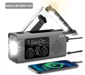 Luz DE EMERGENCIA LED USB 4000 mAh con solar recargable Radios portátil para acampar y exterior función uso interno incluye