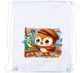 4 MOCHILAS DE CUERDAS gorrion artista profesion dibujante pajaro cuadro playa piscina picnic excursion personalizada