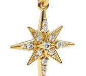 Pandora Charm de estrella brillante de los deseos, diseño dorado de tres capas