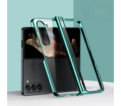 Luxury Electroplated Frame HD Transparent Phone Case for Samsung Galaxy Z Fold 6 5 4 3 5G PC Shockproof Hinge Protective Cover