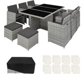 Tectake - Conjunto de ratán sintético Nueva York  Cojines mullidos para máximo confort, grosor aprox. 5 cm  Estructura de aluminio, incluye funda protectora y tuercas de acero inoxidable  2 fundas de cojines intercambiables