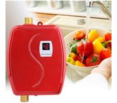 Calentador de Agua Instantáneo Eléctrico Sin Tanque Termostato Ajustable Rojo