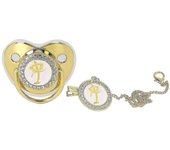 Chupete de Bebe portáthil Exquisito Gold Crown Paper rhinestone Chupete with clip de Cadena