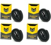Black Cat Tire - Pack de 4 Cámaras de Bicicleta 24 Pulgadas - Válvula Schrader - Resistente a los Pinchazos