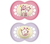 MAM CHUPETE ORIGINAL PURE NIGHT 6+MESES SILICONA ROSA - 2 UNIDADES