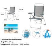 Maxia Market - Silla plegable de playa diferentes colores, con estructura de aluminio y tejido Textileno, transpirable y fresco