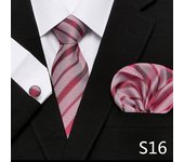 Hot Sale 7.5 cm Golden Striped Tie Hanky Cufflinks Set For Men Fit Formal Party Wedding Business Birthday Gift