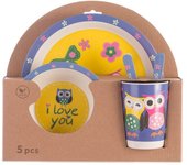 Dinnerware sets homemiyn five-piece bamboo fiber children's tableware cow pattern kid sets