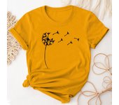 Dandelion Print Crew Neck T-Shirt, Casual Short Sleeve T-Shirt For Spring & Summer, Women's Clothing