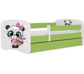 Cama 140 x 70 cm Kocot Kids com gaveta e colchão BabyDreams Panda Green