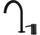 VALAZ Grifo de lavabo encastrado monomando cuello cisne negro mate serie Aragón