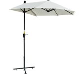 Outsunny Sombrilla de Pared de Jardín 200x190x240 cm Parasol con Manivela Poste de Acero y Base Cruzada Protección Solar para Terraza Balcón Exterior