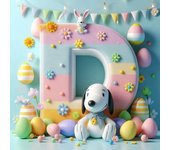 Cute Snoopy With Easter Egg Letters Diamond Painting Art 5d Diy Fantasy Cartoon Dog Alphabet Mosaic Cross Stitch Home Decor Gift