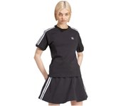 Camiseta de Manga Corta Adidas 3 Stripes para mujer en color negro