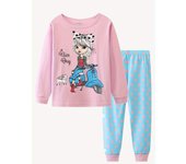 2 girls casual crew-neck animal print pajama sets