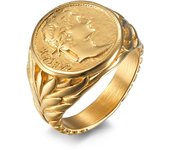 European and American Style Roman Empire Caesar Stainless Steel Ring Retro Coin Caesar Avatar Trendy Hand Accessories