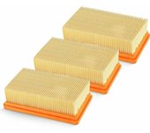 Paquete de 3 filtros planos plisados de repuesto Karcher MV4 MV5 MV6 WD4 WD5 WD6, WD4P WD5P WD6P Aspiradora en seco y húmedo - Reemplaza 2.863-005.0 thsinde